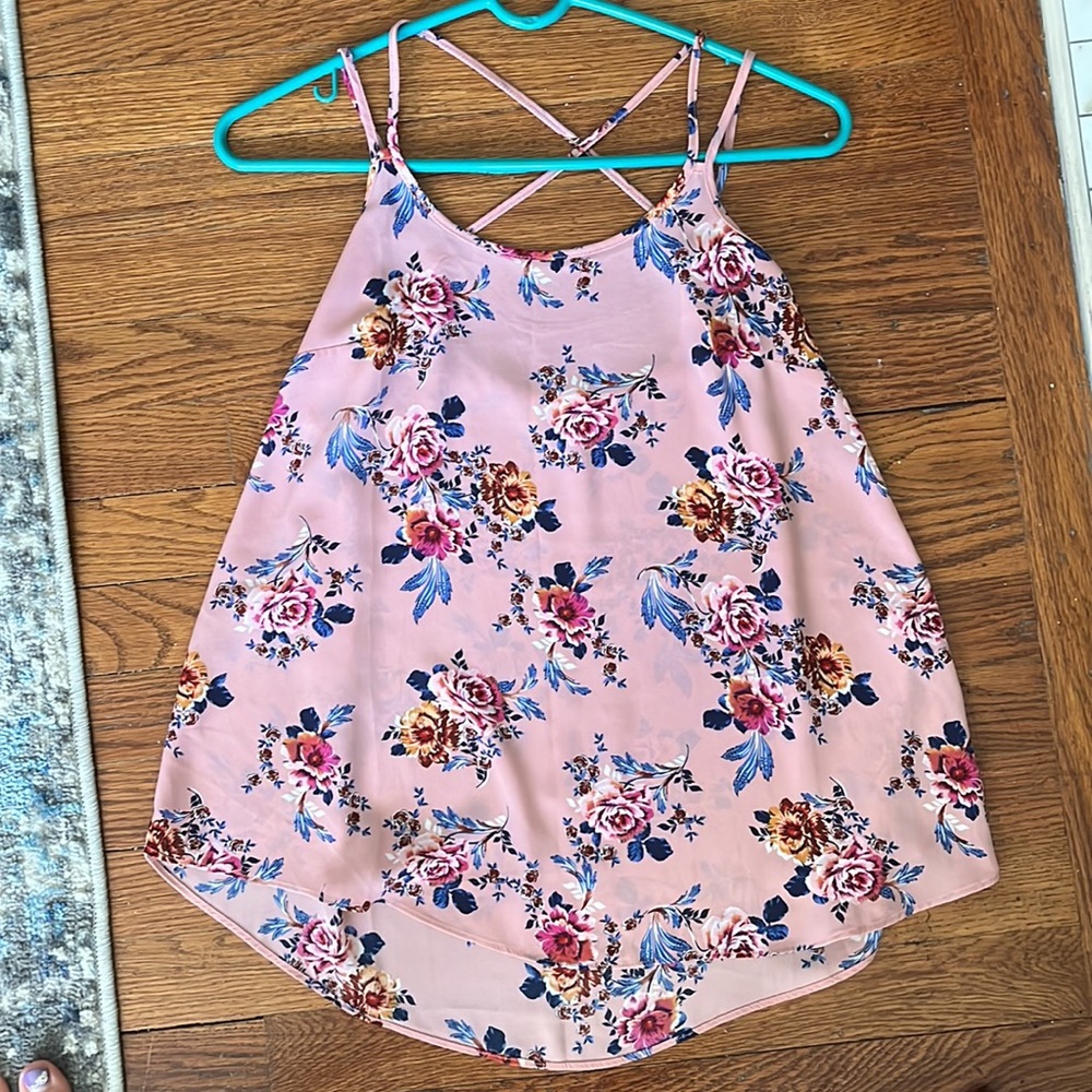 Pink Rose: light pink floral tank top